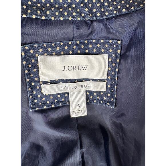 J.Crew Navy Cream Polka Dot Schoolboy Double Button Closure Blazer - 6 - Picture 9 of 11